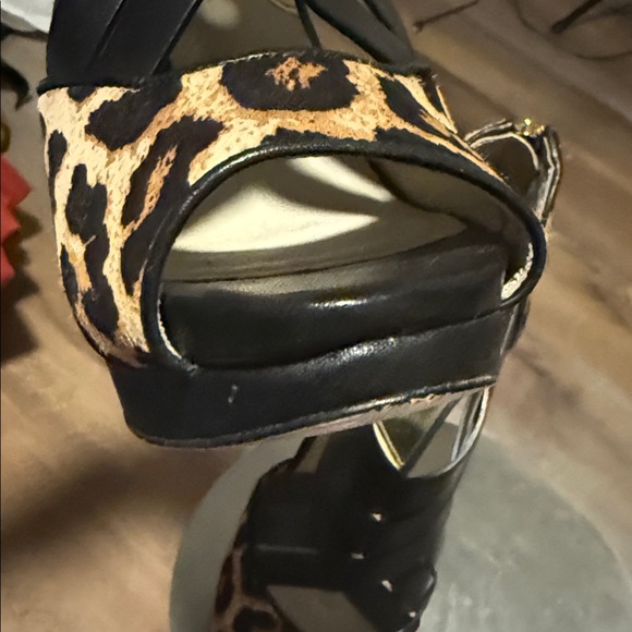 Pre-owned Michael Kors Black and Leopard Print Heels - Picture 14 of 15